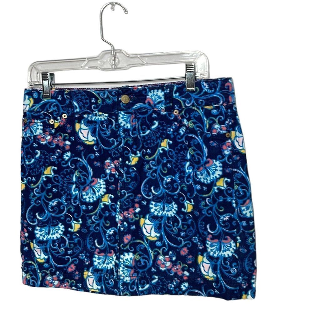 Lilly Pulitzer Blue/Pink Floral Corduroy Mini Skirt. Size 4.